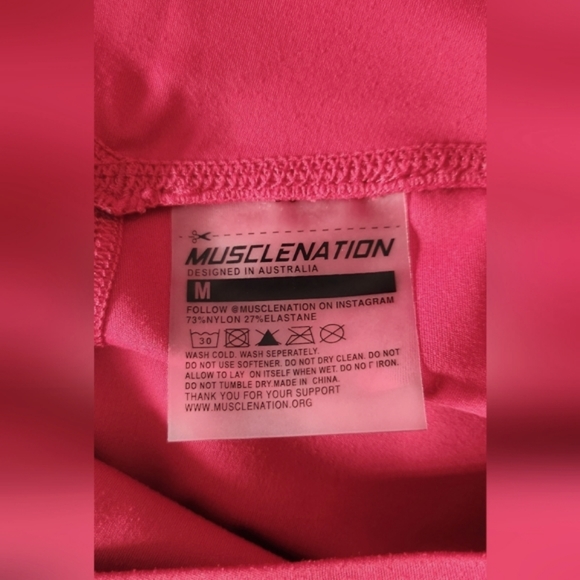 🔥Muscle Nation High Waisted Butter Biker Shorts Athletic Gym Shorts in Red  M - Picture 6 of 8